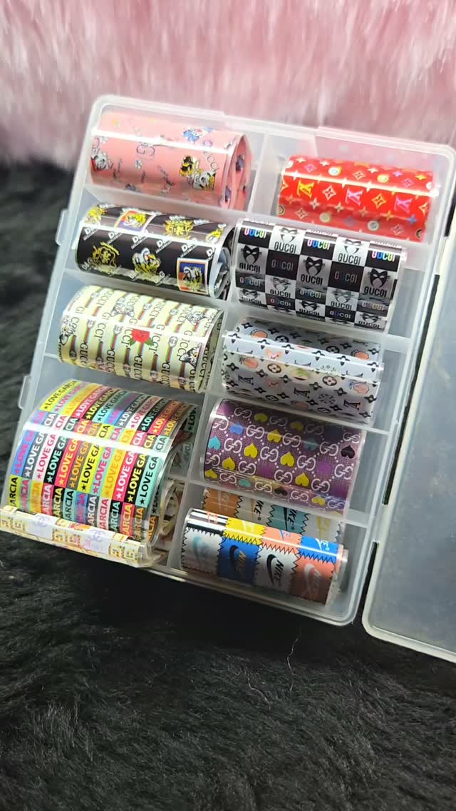 Designer nail transfer foils